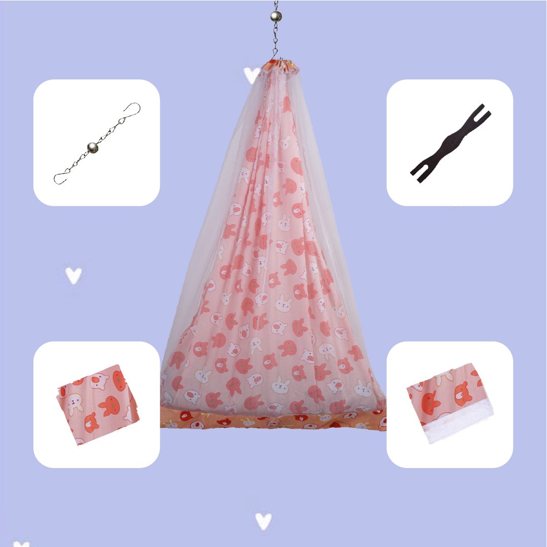 Peach Bunny Cradle Set