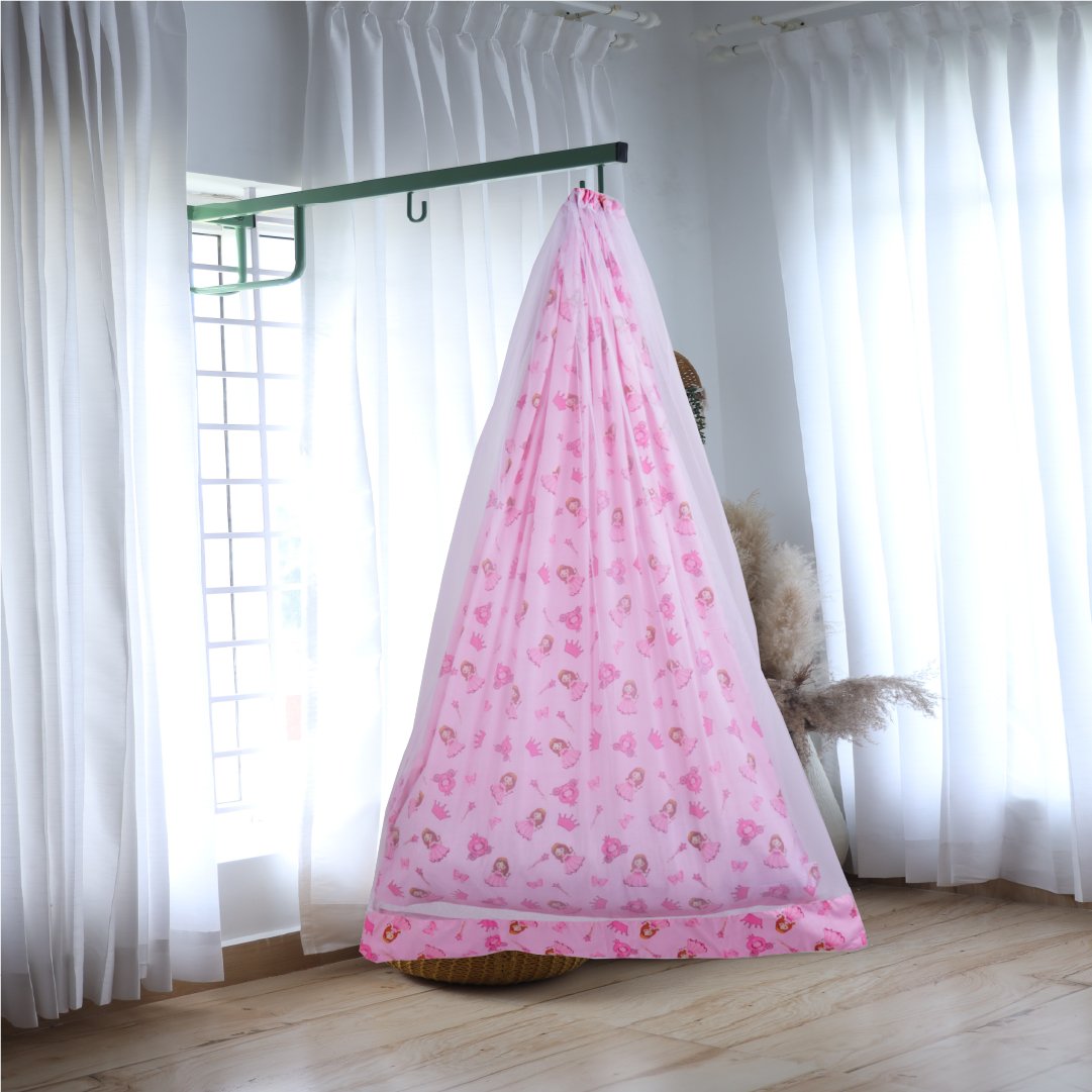 Pink Princess Cradle with Net Window Hanger Set