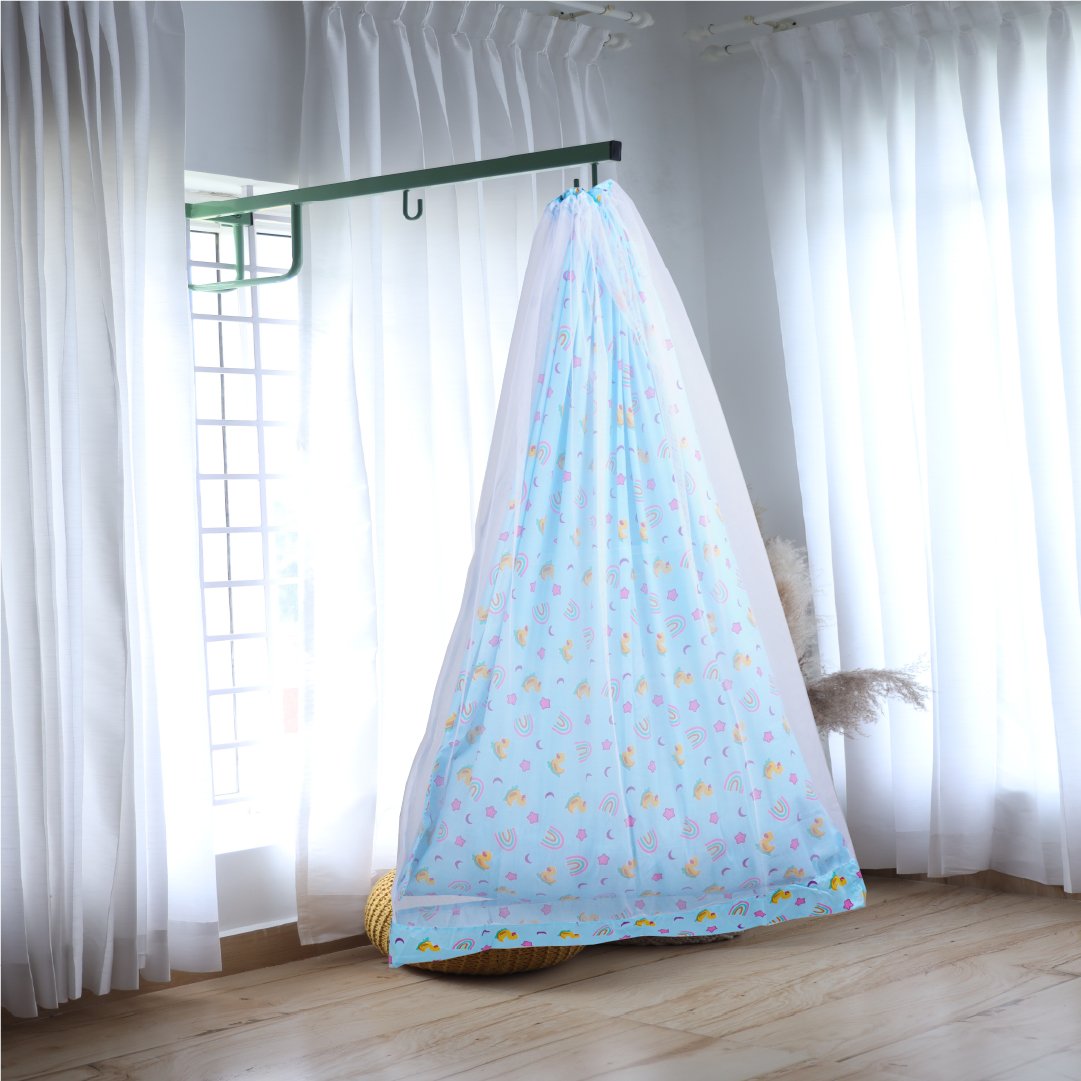 Blue Baby Duck & Rainbow Cradle with Net and Window Hanger Set