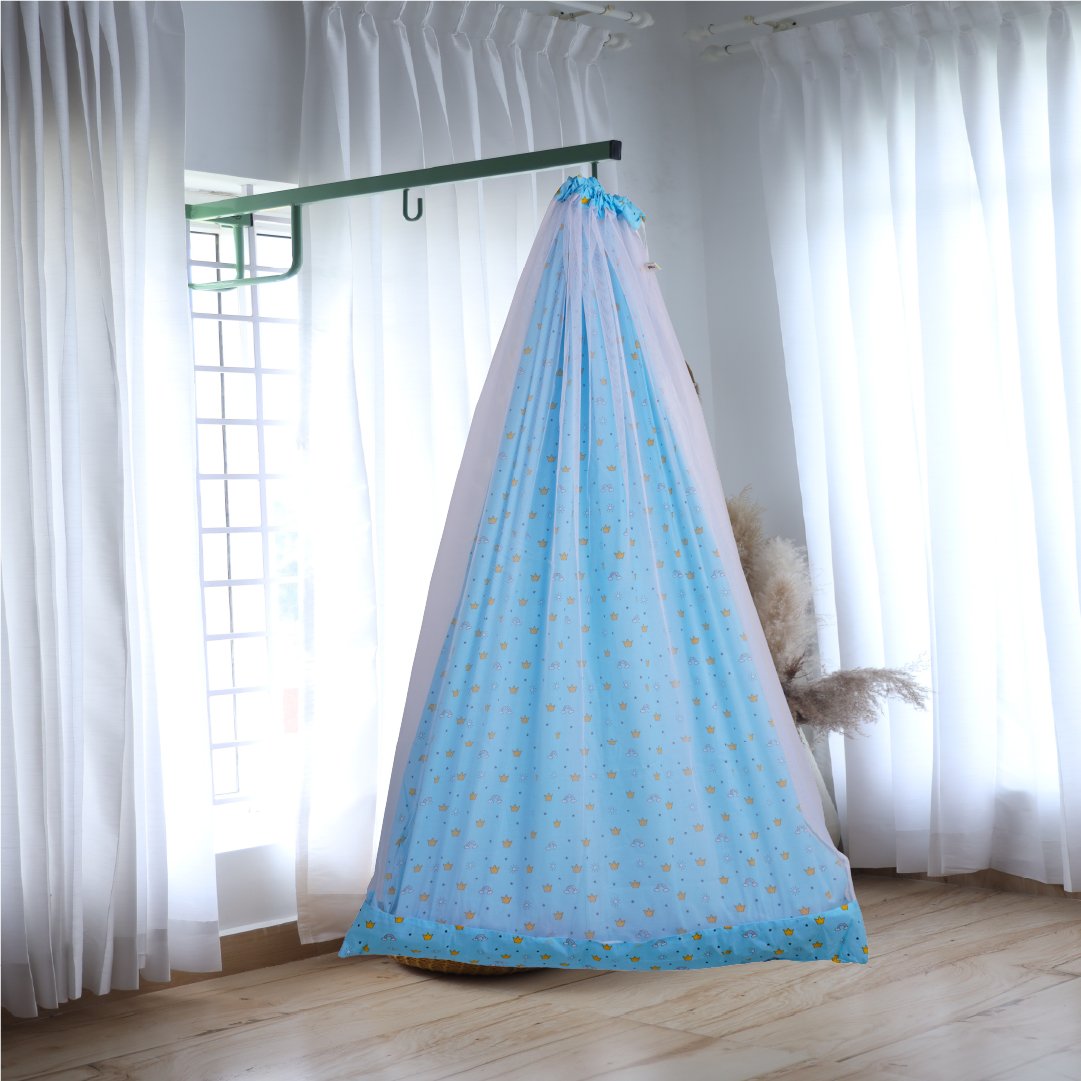 Blue Crown & Rainbow Cradle with Net and Window Hanger Set