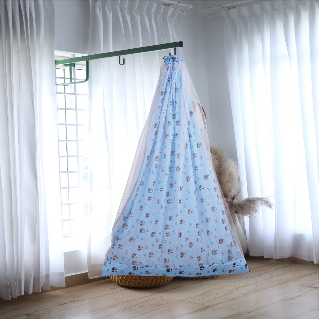 Blue Panda Cradle with Net & Window Hanger Set