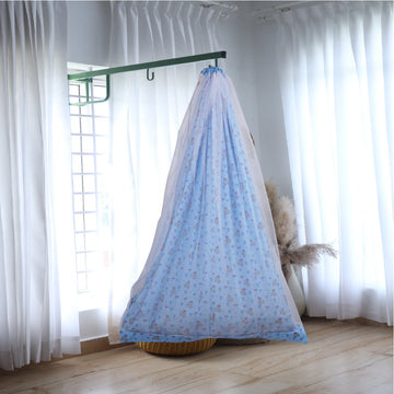 Blue Baby Elephant Cradle with Net & Window Hanger Set