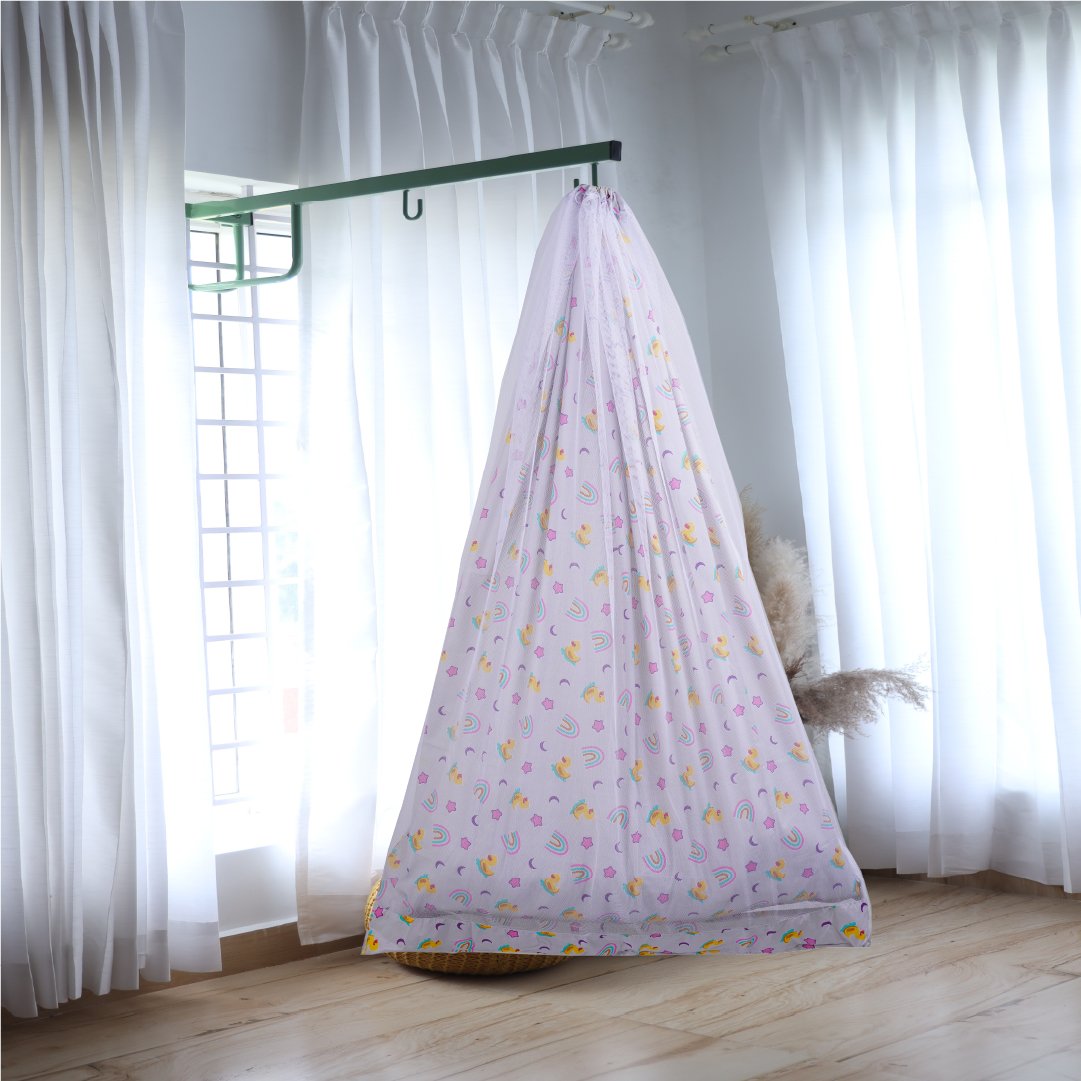 Grey Baby Duck & Rainbow Cradle with Net and Window Hanger Set