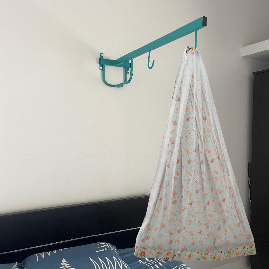 Grey Baby Jungle Cradle with Net & Wall Hanger Set