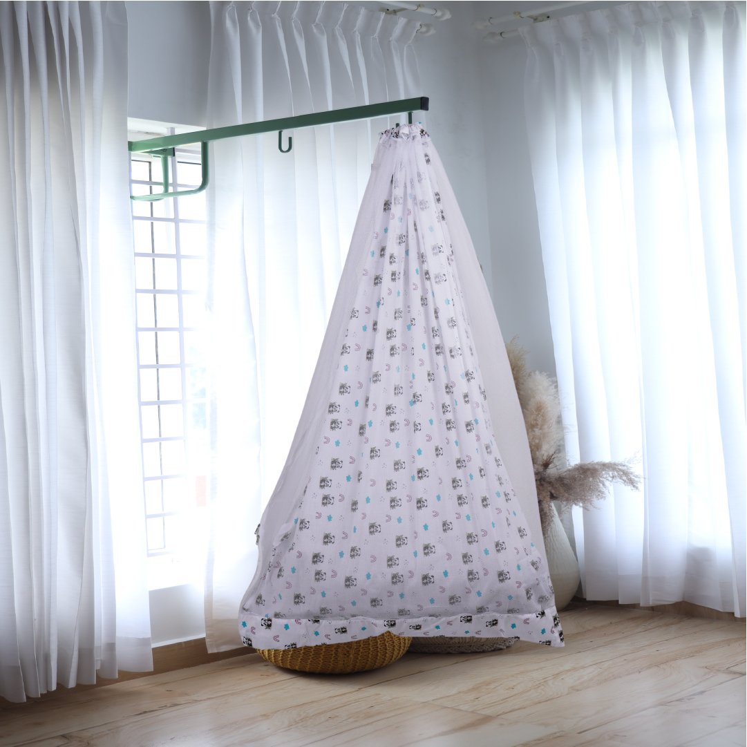 White Panda Cradle with Net & Window Hanger Set