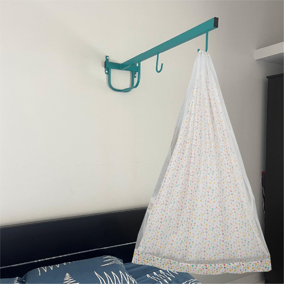 White Alphabet Cradle with Net & Wall Hanger Set