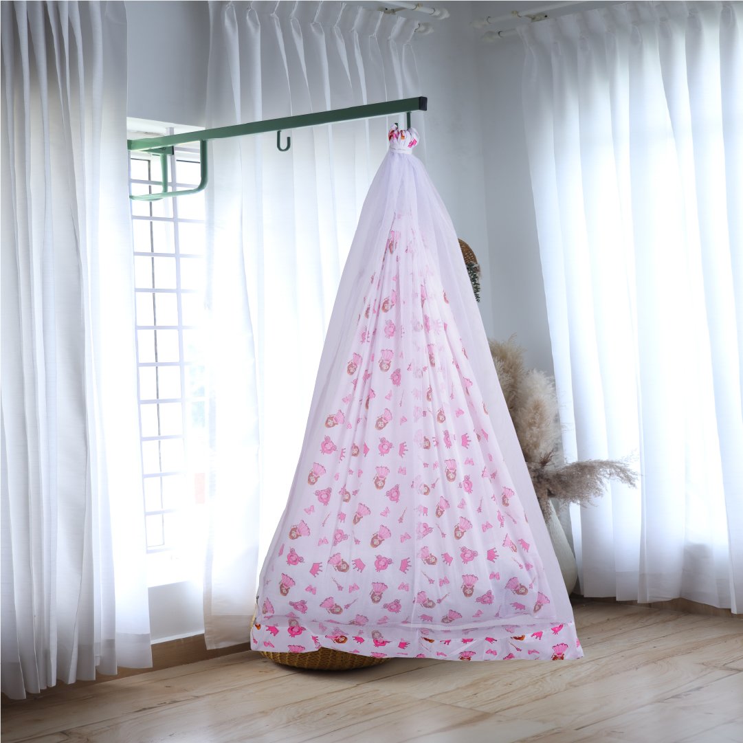 White Princess Cradle with Net Window Hanger Set