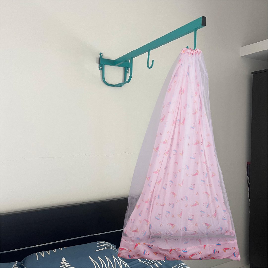 Pink Rabbit Cradle with Net & Wall Hanger Set