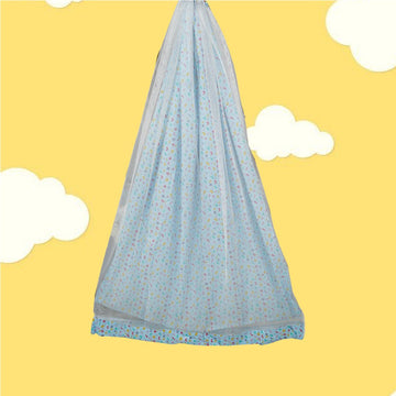 Safe Sleep Premium Cotton Cradle with Mosquito Net- Blue Alphabet