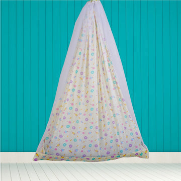 Safe Sleep Premium Cotton Cradle with Mosquito Net- Yellow Donut & Cupcake