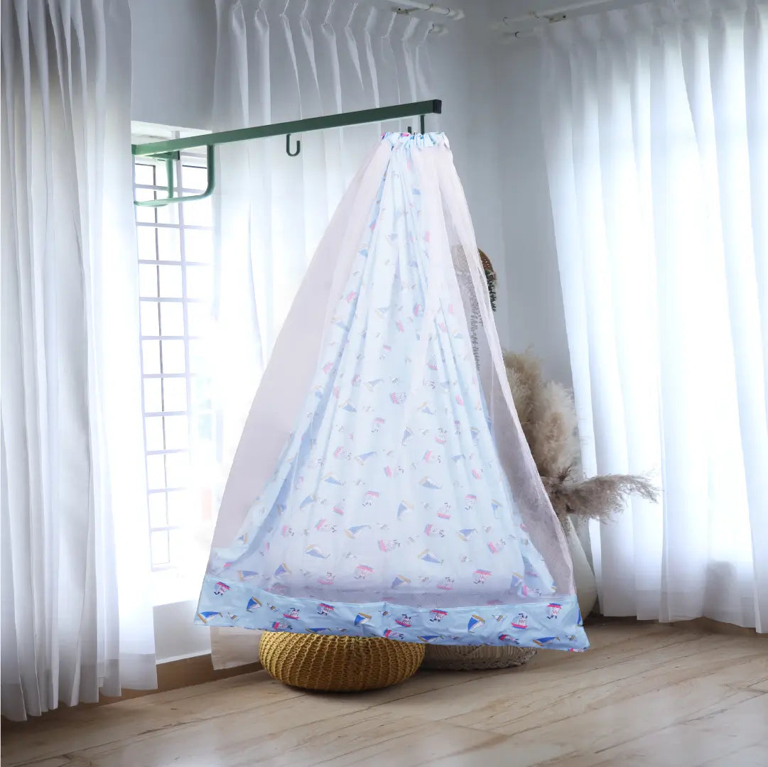 Blue Rabbit Cradle with Net & Window Hanger Set