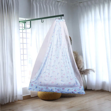 Blue Rabbit Cradle with Net & Window Hanger Set