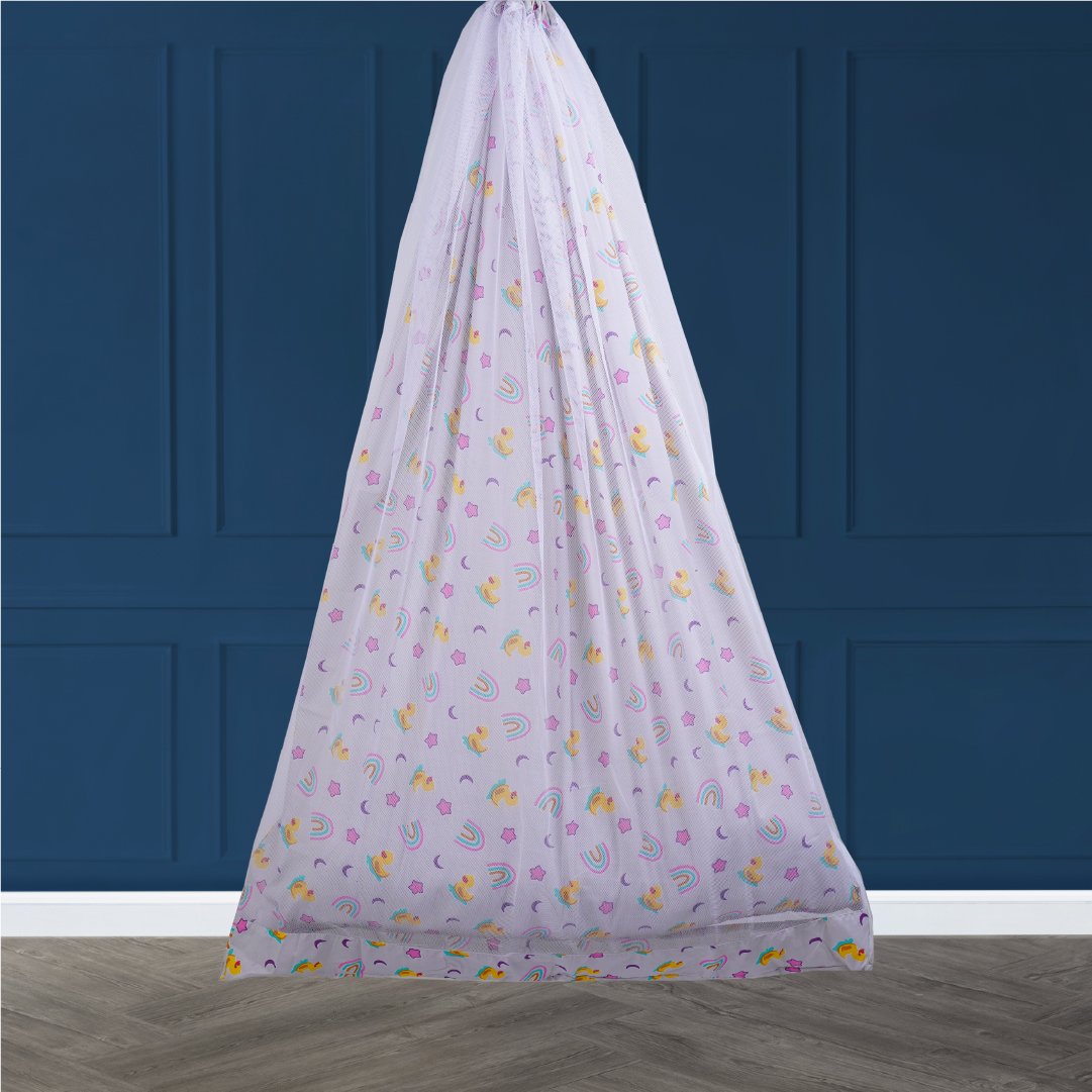 Grey Baby Duck & Rainbow Cradle with Net and Window Hanger Set