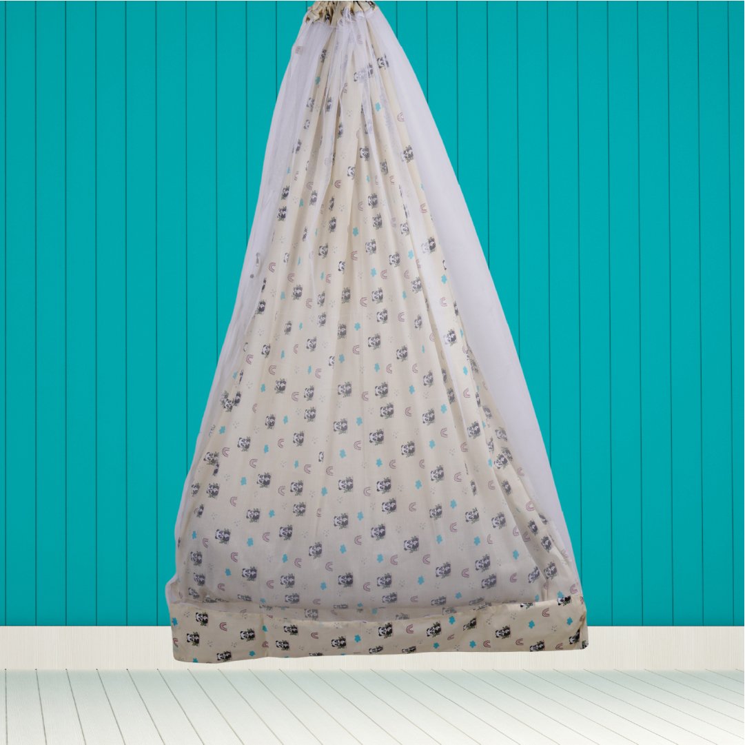 Yellow Panda Cradle with Net and Window Hanger Set