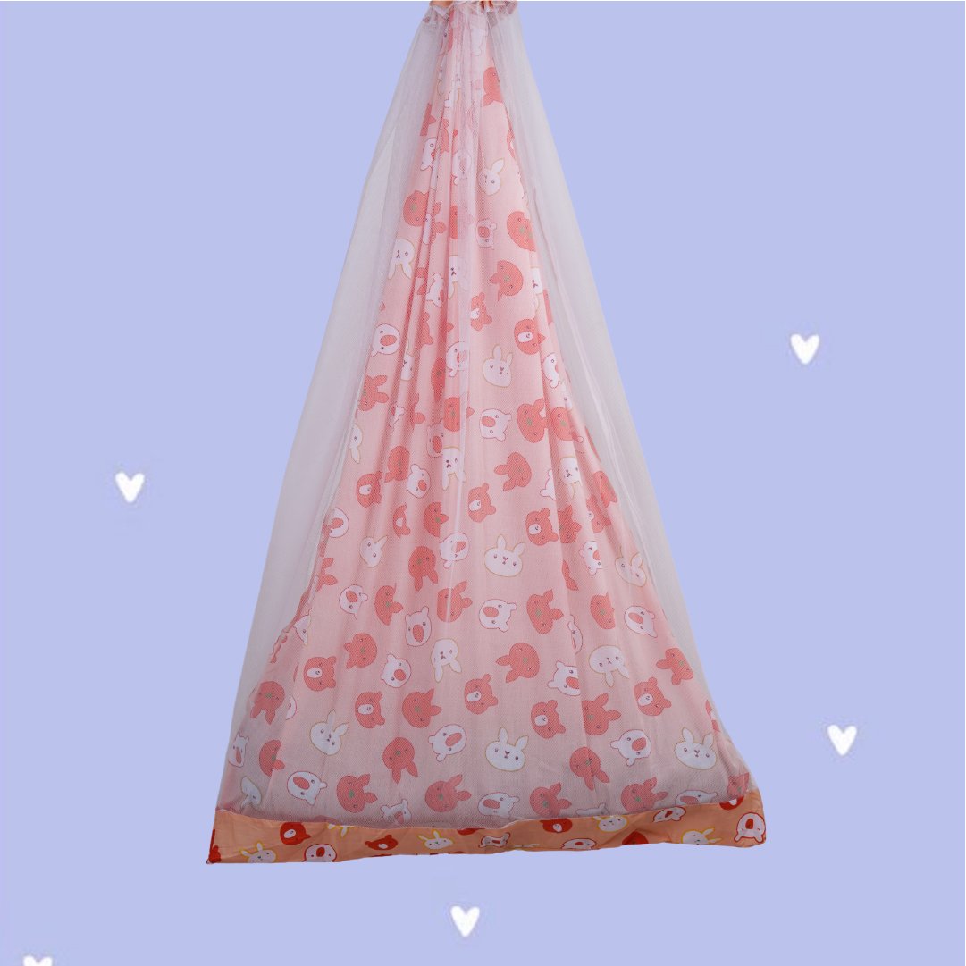 Peach Bunny Cradle with Net and Window Hanger Set