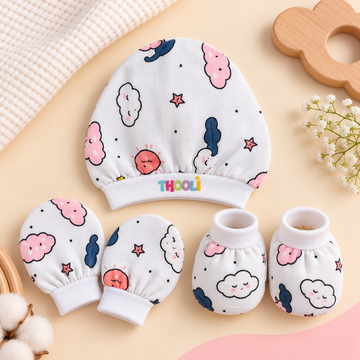 Cap Mitten Booties-Cloud