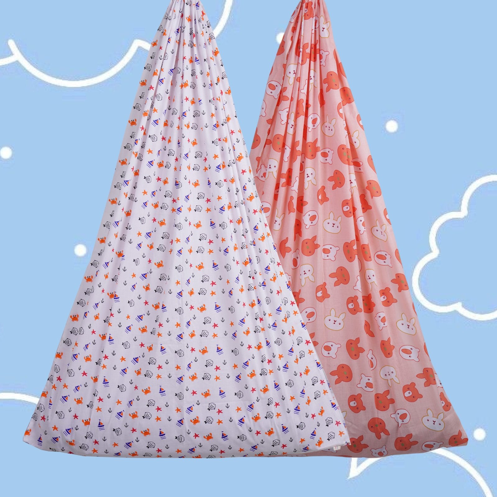 White Sea & Peach Bunny Cradle Combo