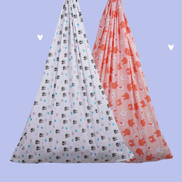 White Panda & Peach Bunny Cradle Combo