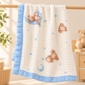Large Muslin Teddy Blanket- 110*110cm