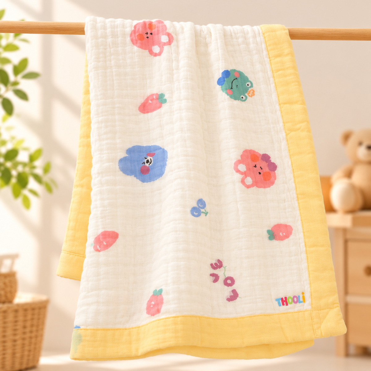 Large Muslin Cherry Blanket- 110*110cm