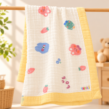 Large Muslin Cherry Blanket- 110*110cm