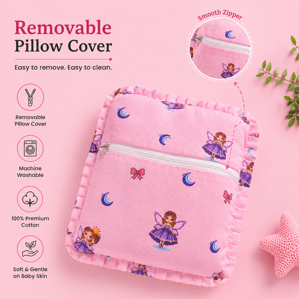 Head Shaping Mustard Pillow- Pink Princess