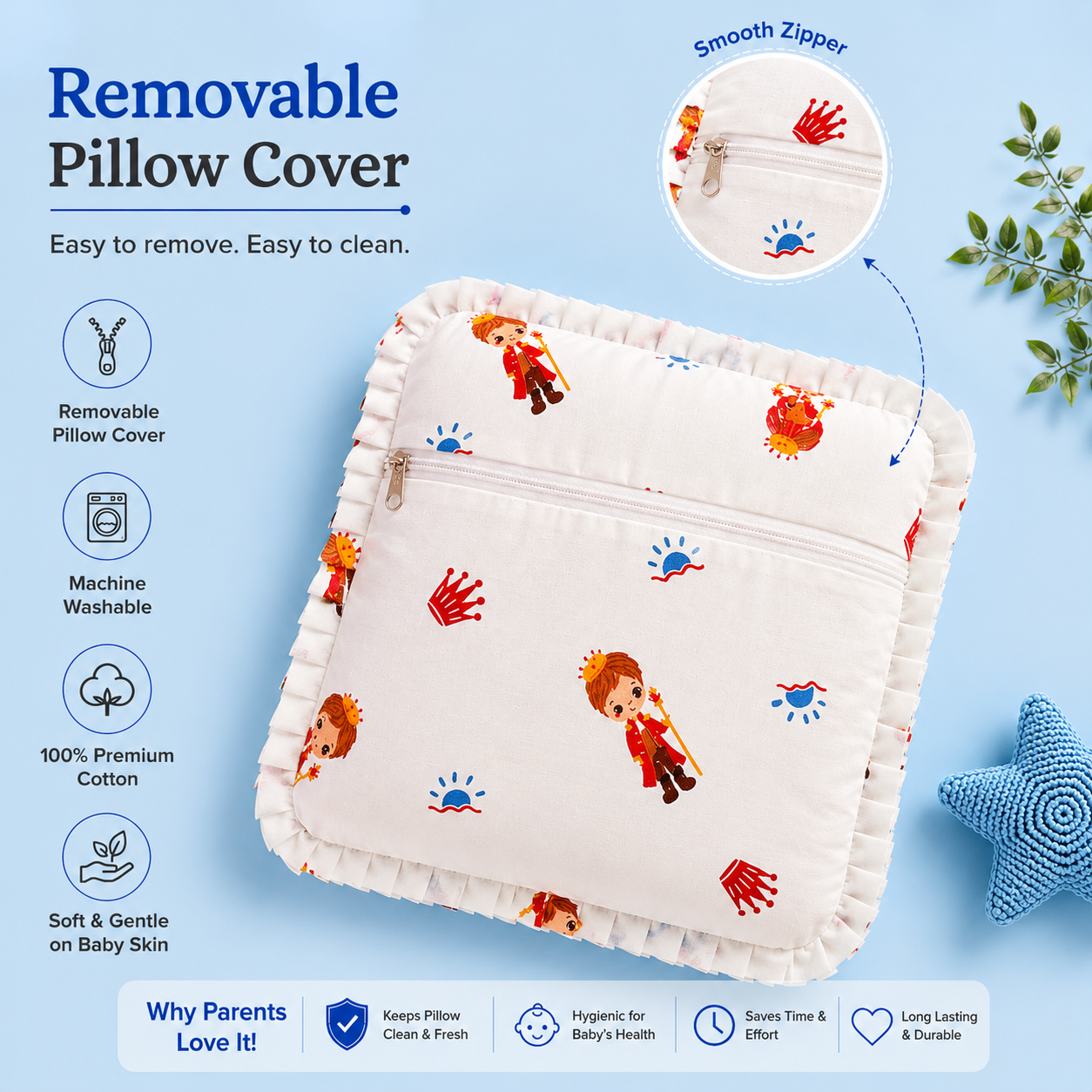 Head Shaping Mustard Pillow- White Prince