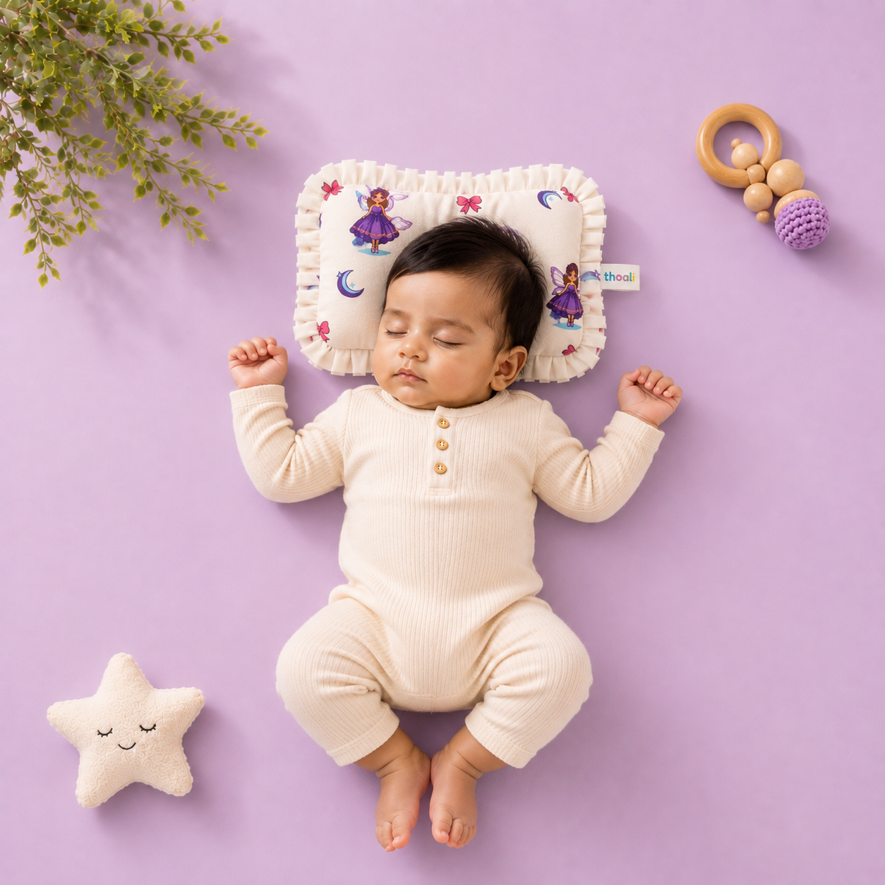 Head Shaping Mustard Pillow- White Princess