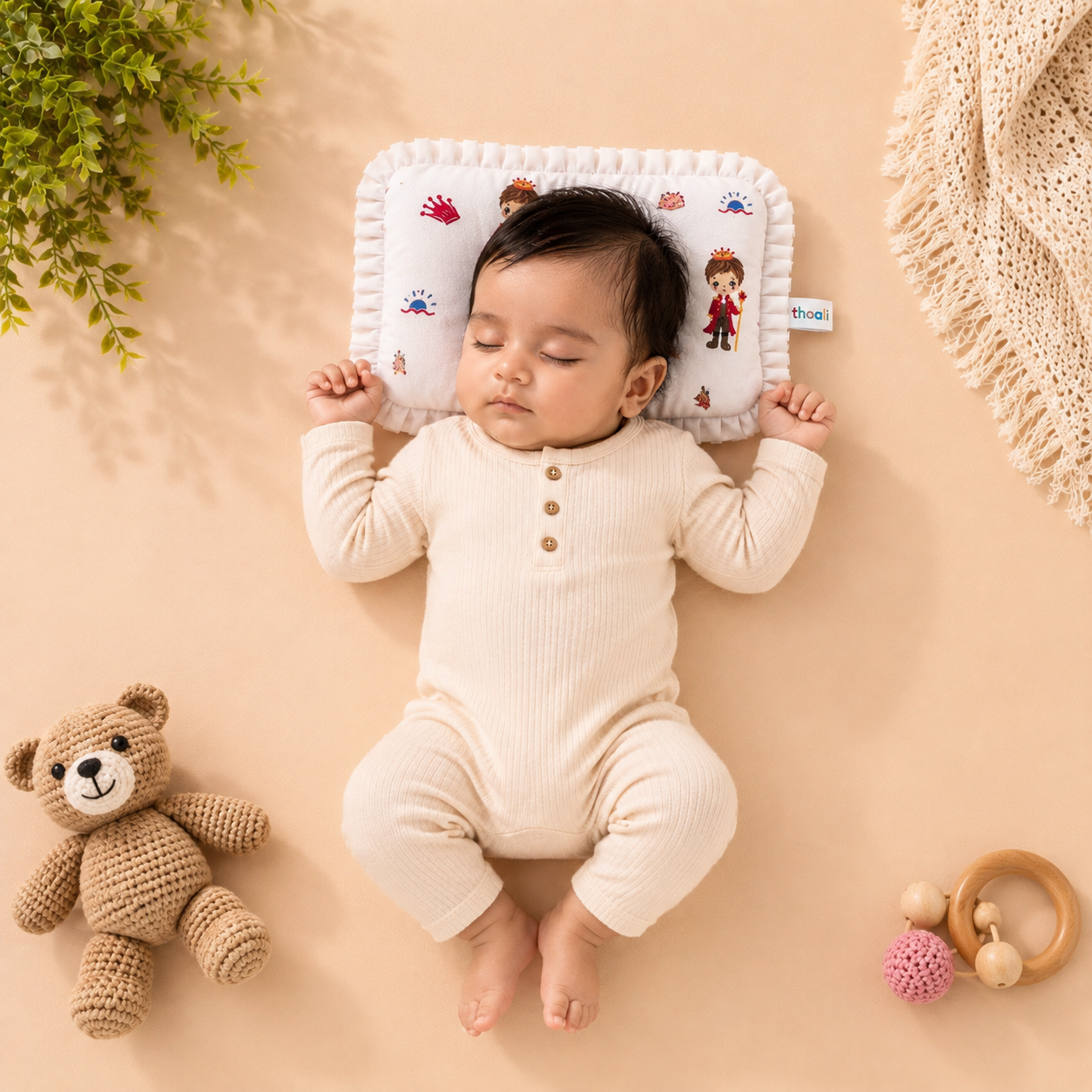 Head Shaping Mustard Pillow- White Prince