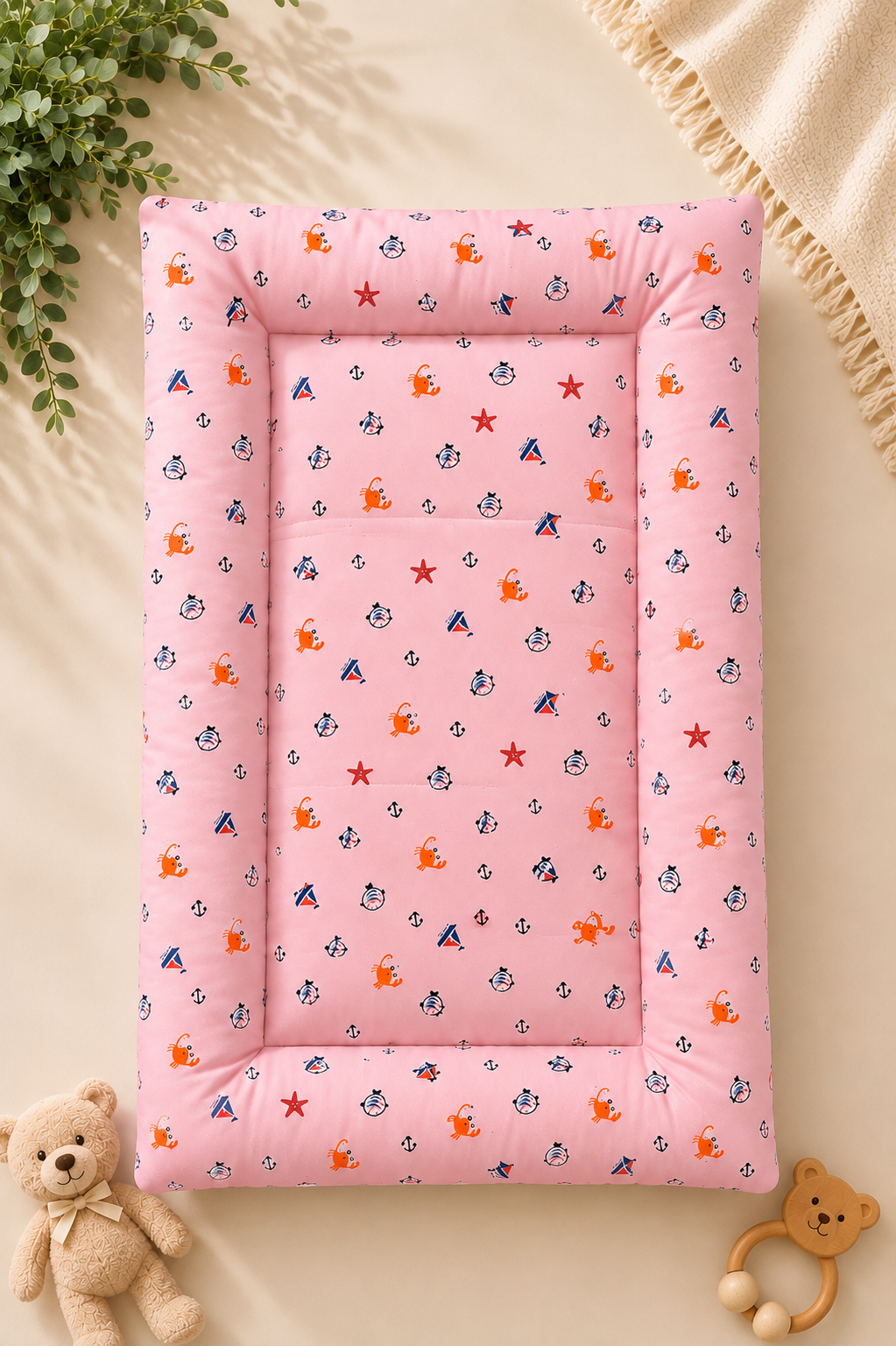 Soft Cozy Cradle Bed- Pink Ocean World