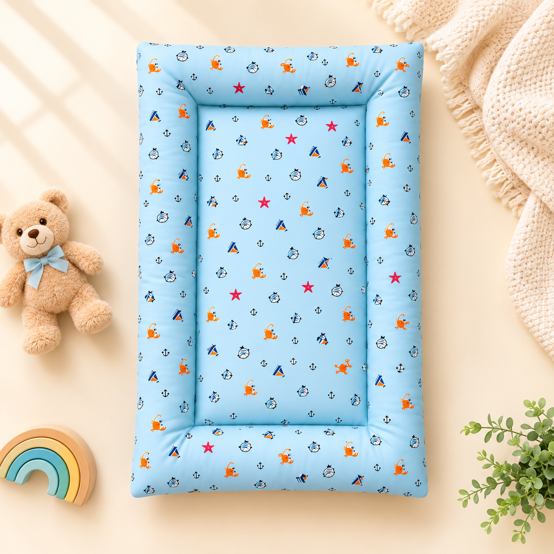 Soft Cozy Cradle Bed- Blue Ocean World