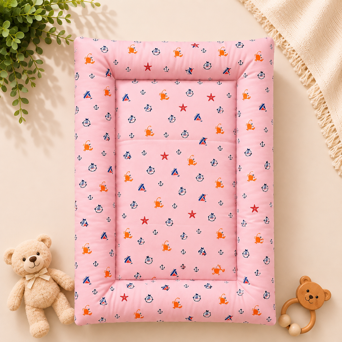 Soft Cozy Cradle Bed- Pink Ocean World