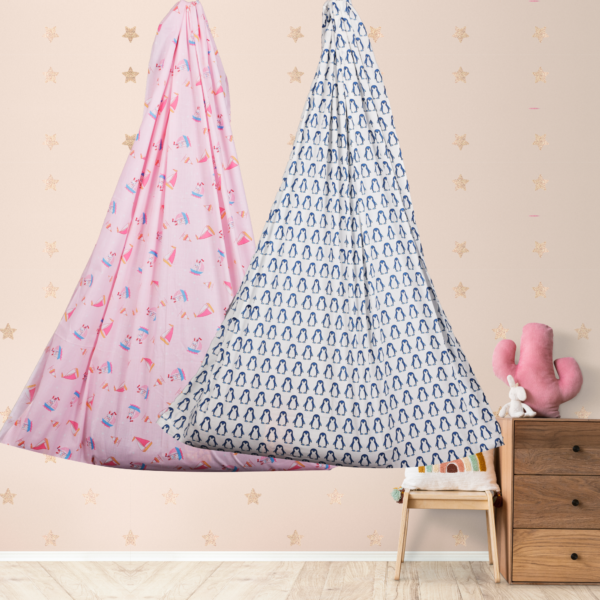 Pink Rabbit & Blue Penguin Cradle Combo