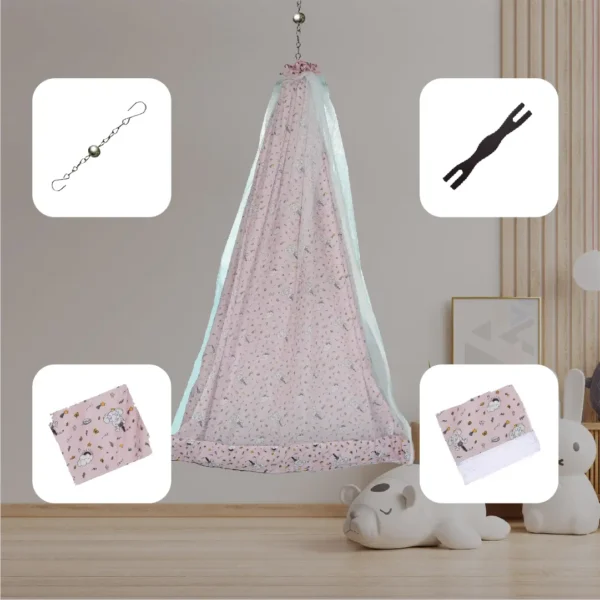 Pink Elephant with cloud Cradle Set