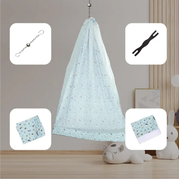 Blue Elephant with cloud Cradle Set